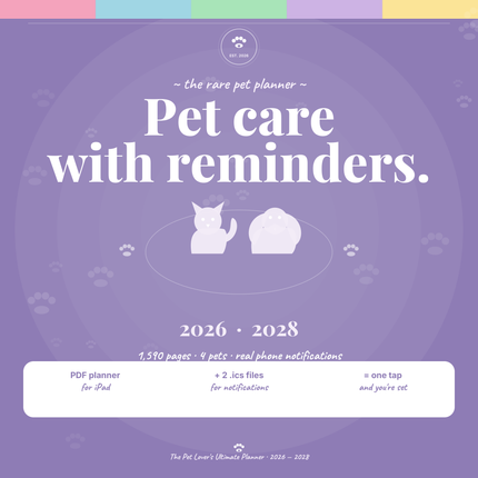 The Pet Lover's Ultimate Planner — 3-Year Digital Planner with Phone Reminders - Purple