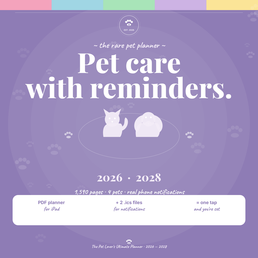 The Pet Lover's Ultimate Planner — 3-Year Digital Planner with Phone Reminders - Purple