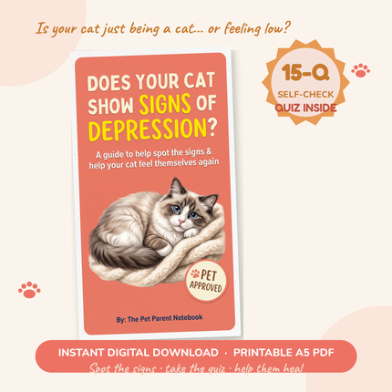 Does Your Cat Show Signs of Depression? | Signs, Self-Check Quiz & What to Do | Printable A5 PDF