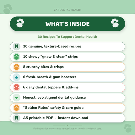 Cat Dental Health: 30 Recipes for Cat Dental Health