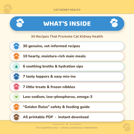 Cat Kidney Health Recipe Book — 30 Kidney-Friendly Meals, Broths & Treats